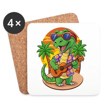 Funny Snake Summer Beach Sunglasses Hawaiian - Coasters (set of 4) - white - Front