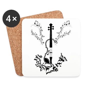 Notes de Musique Musiciens Clefs Partitions - Dessous de verre (lot de 4) - blanc - Devant