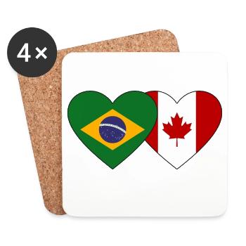 Brazil Canada Heart Flag - Coasters (set of 4) - white - Front