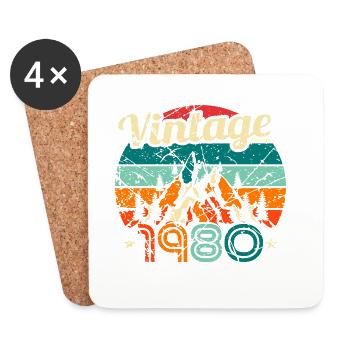 Vintage 1980 Retro 80s Birthday Bday - Untersetzer (4er-Set) - Weiß - Vorne