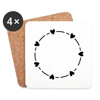 Coeur symbole cercle amour cadeau - Dessous de verre (lot de 4) - blanc - Devant