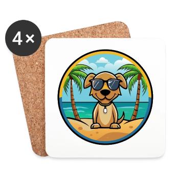 Pointer Dog Breed Cartoon Sunglasses Beach - Coasters (set of 4) - white - Front