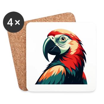 Parrot Cartoon Character Colorful Pet Animal - Coasters (set of 4) - white - Front