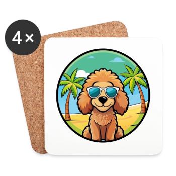 Spielzeug Pudel Hund Rasse Cartoon Sonnenbrille Strand - Untersetzer (4er-Set) - Weiß - Vorne