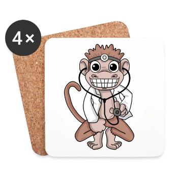 Hôpital vétérinaire médecin singe médecin - Dessous de verre (lot de 4) - blanc - Devant