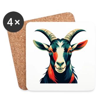 Goat Cartoon Character Colorful Pet Animal - Coasters (set of 4) - white - Front