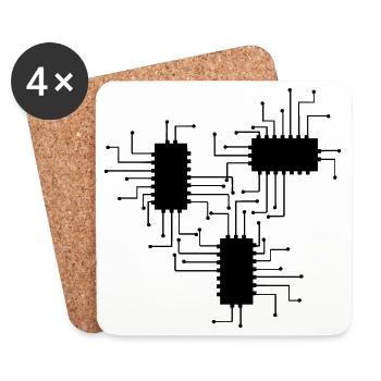 elektriker Elektrik Elektronik Beruf Spannung CPU - Untersetzer (4er-Set) - Weiß - Vorne