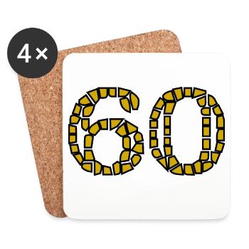 60. 60 ANS. 60e ANNIVERSAIRE. ANNIVERSAIRE 60 ANS. - Dessous de verre (lot de 4) - blanc - Devant