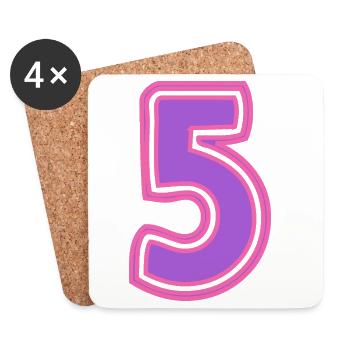 5. 5 ANS. 5e ANNIVERSAIRE. ANNIVERSAIRE 5 ANS - Dessous de verre (lot de 4) - blanc - Devant