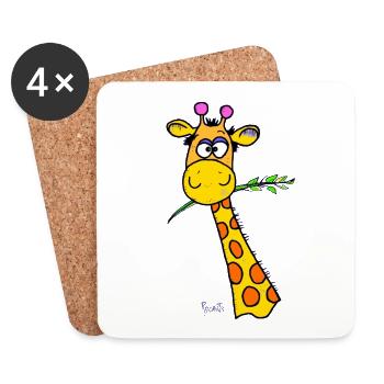 Cute Giraffe - Coasters (set of 4) - white - Front