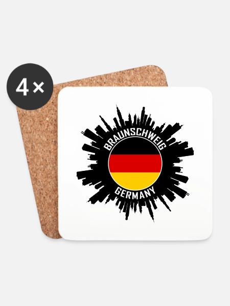 Braunschweig Skyline Deutschland Flagge Reise-Souvenir - Untersetzer (4er-Set) - Weiß