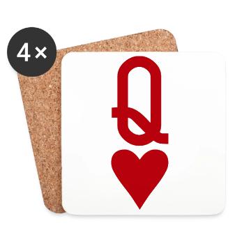 Poker Playing Card - Queen of Hearts - Coasters (set of 4) - white - Front