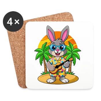 Lunettes de soleil de plage d’été de dessin animé de lapin drôle - Dessous de verre (lot de 4) - blanc - Devant