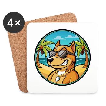 Cordoba Kampfhund Rasse Cartoon Sonnenbrille Strand - Untersetzer (4er-Set) - Weiß - Vorne