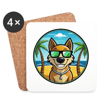 Alano Español Hunderasse Cartoon Sonnenbrille Strand - Untersetzer (4er-Set) - Weiß - Vorne