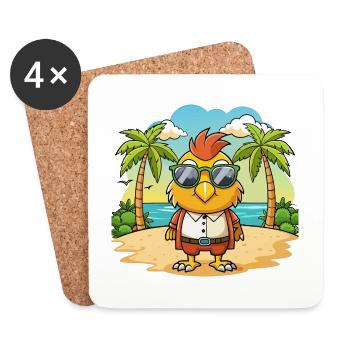 Lunettes de soleil Hawk Funny Cartoon Summer Beach - Dessous de verre (lot de 4) - blanc - Devant