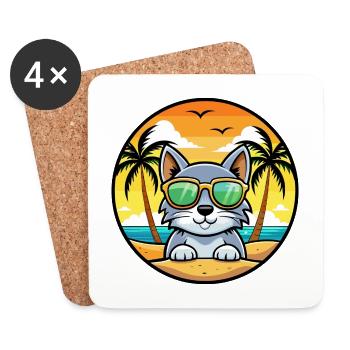 Australische Nebelkatzenrasse Cartoon Sonnenbrille Strand - Untersetzer (4er-Set) - Weiß - Vorne