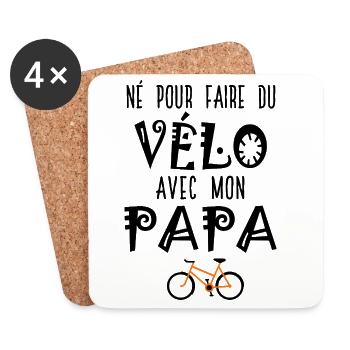 Né pour faire du vélo avec mon papa – Body Bébé - Dessous de verre (lot de 4) - blanc - Devant