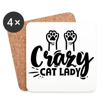 Cat Lover - Dessous de verre (lot de 4) - blanc - Devant