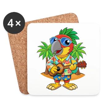 Lustige Papageien-Cartoon-Sommer-Strand-Sonnenbrille - Untersetzer (4er-Set) - Weiß - Vorne
