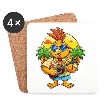 Funny Quail Summer Beach Sunglasses Hawaiian - Coasters (set of 4) - white - Front