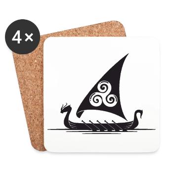Viking Ship Triskel Sail - Coasters (set of 4) - white - Front