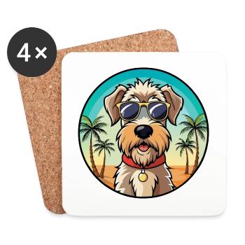 Weich beschichtete Wheaten Terrier Hunderasse Karikatur - Untersetzer (4er-Set) - Weiß - Vorne