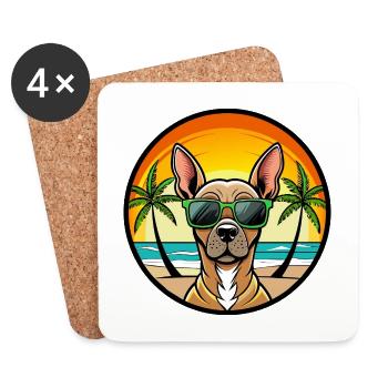 Inka Unbehaarte Hunderasse Cartoon Sonnenbrille Strand - Untersetzer (4er-Set) - Weiß - Vorne