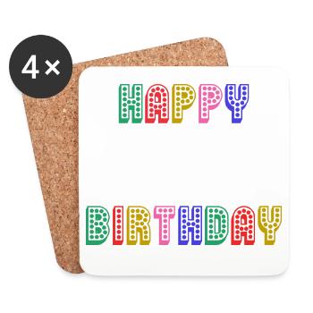 ALLES GUTE ZUM GEBURTSTAG. JAHRESTAG. - Untersetzer (4er-Set) - Weiß - Vorne