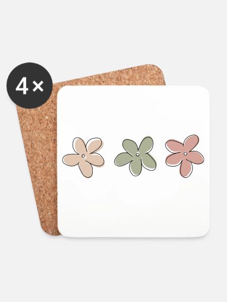 Blumen. - Untersetzer (4er-Set) - Weiß