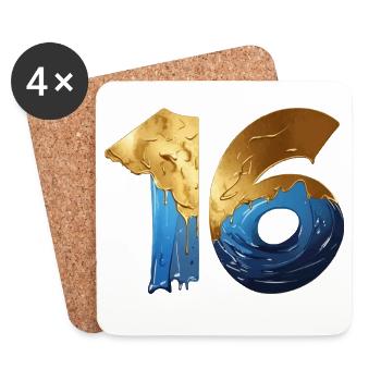NO. 16 NUMBER 16 COOL 16TH BIRTHDAY - Coasters (set of 4) - white - Front