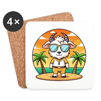 Ziege Lustige Cartoon Sommer Strand Sonnenbrille - Untersetzer (4er-Set) - Weiß - Vorne