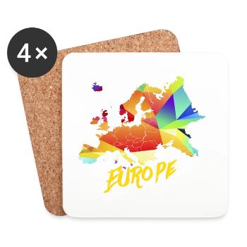 Reiselustiger Kontinent Europa - Untersetzer (4er-Set) - Weiß - Vorne