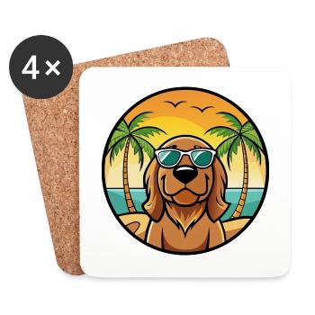Bloodhound Hund Rasse Cartoon Sonnenbrille Strand - Untersetzer (4er-Set) - Weiß - Vorne