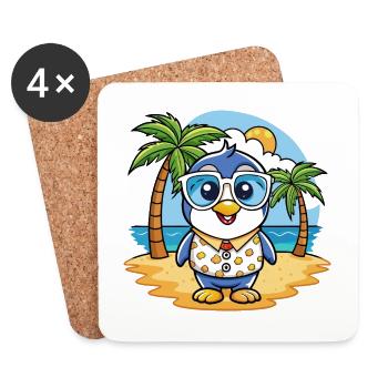 Pinguin Lustige Cartoon Sommer Strand Sonnenbrille - Untersetzer (4er-Set) - Weiß - Vorne