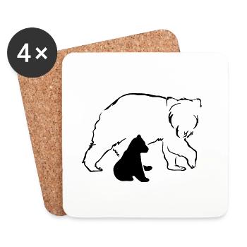 Ours ours ours brun mère bébé nature forêt amour - Dessous de verre (lot de 4) - blanc - Devant
