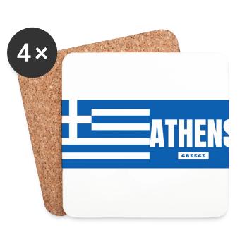 Athens City with Greek Flag - Coasters (set of 4) - white - Front