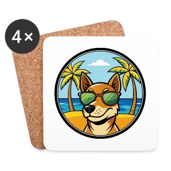 Serbischer dreifarbiger Laufhund Rasse Cartoon Strand - Untersetzer (4er-Set) - Weiß - Vorne
