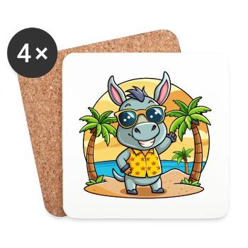 Esel Lustige Cartoon Sommer Strand Sonnenbrille - Untersetzer (4er-Set) - Weiß - Vorne