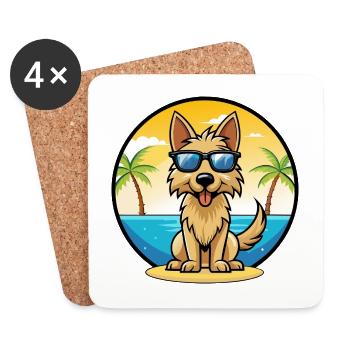 Berger Picard Hunderasse Cartoon Sonnenbrille Strand - Untersetzer (4er-Set) - Weiß - Vorne