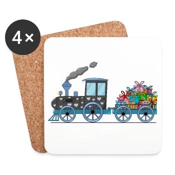 Children's train railway with trailer - Coasters (set of 4) - white - Front