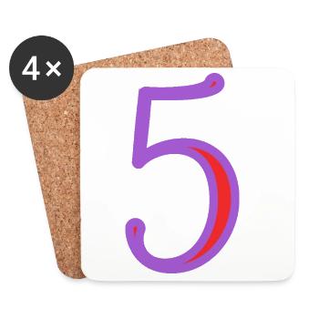 5. 5 ANS. 5e ANNIVERSAIRE. ANNIVERSAIRE 5 ANS - Dessous de verre (lot de 4) - blanc - Devant