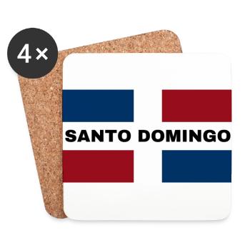 Ville de Saint-Domingue en République dominicaine Drapeau - Dessous de verre (lot de 4) - blanc - Devant