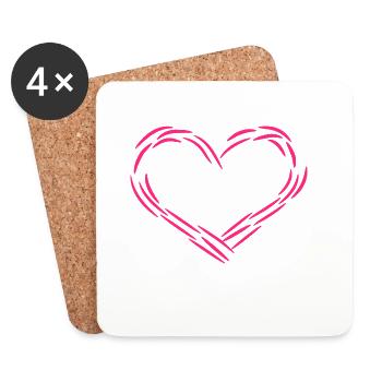 Herz Design Linie Symbol Liebe Rosa Geschenk - Untersetzer (4er-Set) - Weiß - Vorne