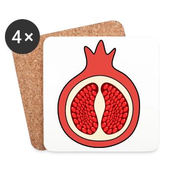 Granatapfel Apfel Frucht rot rote Früchte vegan - Untersetzer (4er-Set) - Weiß - Vorne