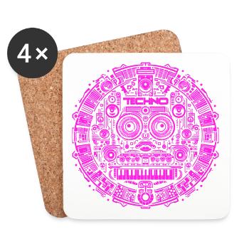 Techno Music Logo - Coasters (set of 4) - white - Front