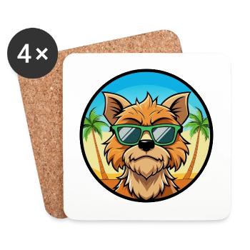 Griffon Bruxellois Hunderasse Cartoon Sonnenbrille - Untersetzer (4er-Set) - Weiß - Vorne