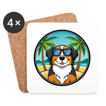Großer Schweizer Sennenhund Rasse Cartoon Beach - Untersetzer (4er-Set) - Weiß - Vorne