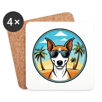 Smooth Fox Terrier Hunderasse Cartoon Sonnenbrille - Untersetzer (4er-Set) - Weiß - Vorne