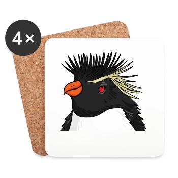Pinguin mit Haare Felsenpinguin - Untersetzer (4er-Set) - Weiß - Vorne